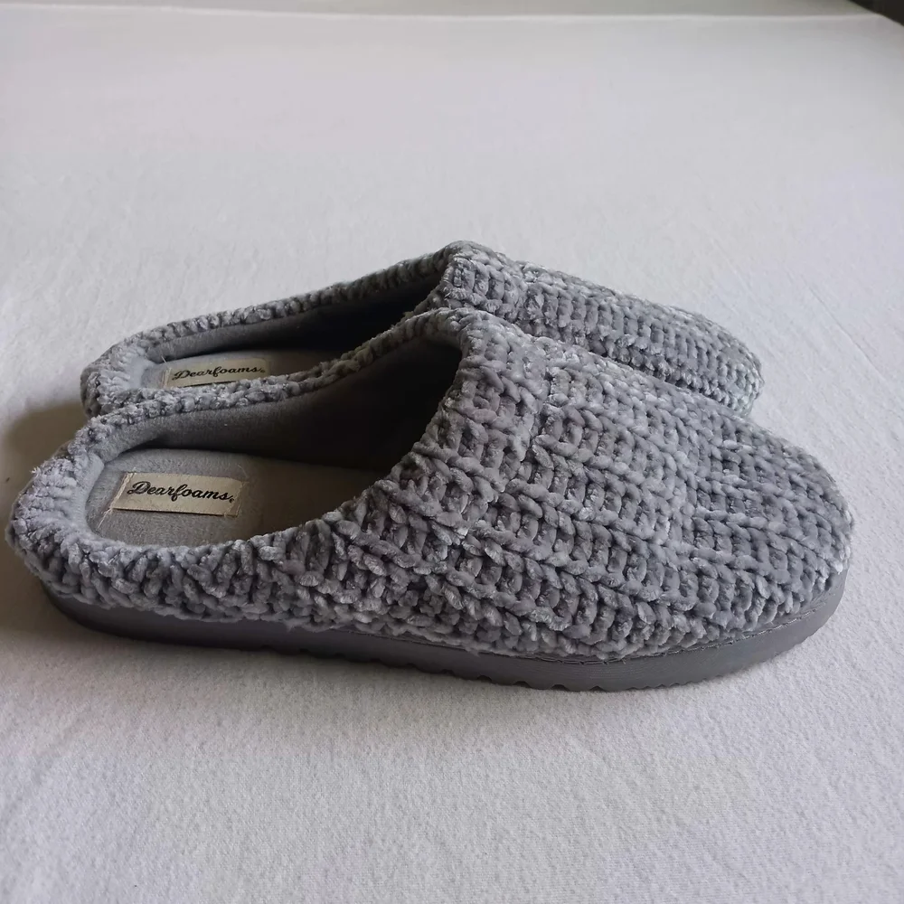 Dearfoams Men Sz XL 9-10 Soft Gray Slippers